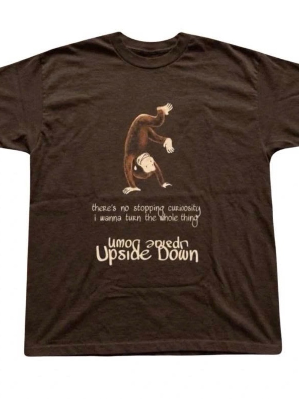 Upside Down Curious George Brown Graphic Tee - Men